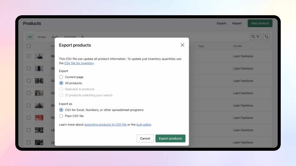 Modify the CSV File for Shopify